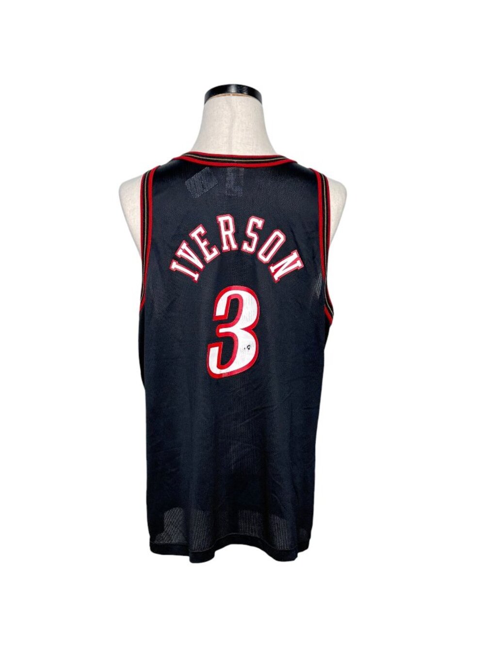 Champion Allen Iverson 76ers Jersey Black Size 48 XL  Vintage 90s NBA Basketball